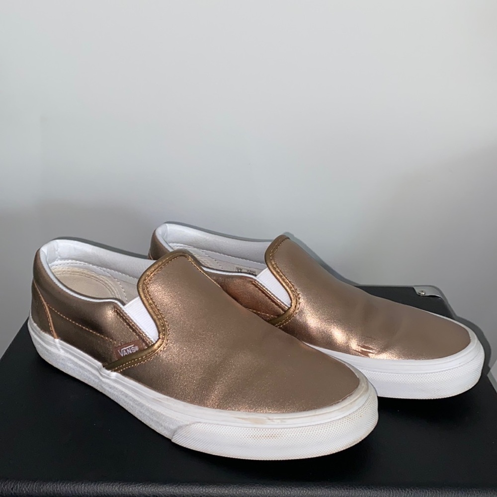 Rose gold slip on Vans